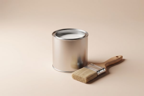 Un pot de peinture et un pinceau